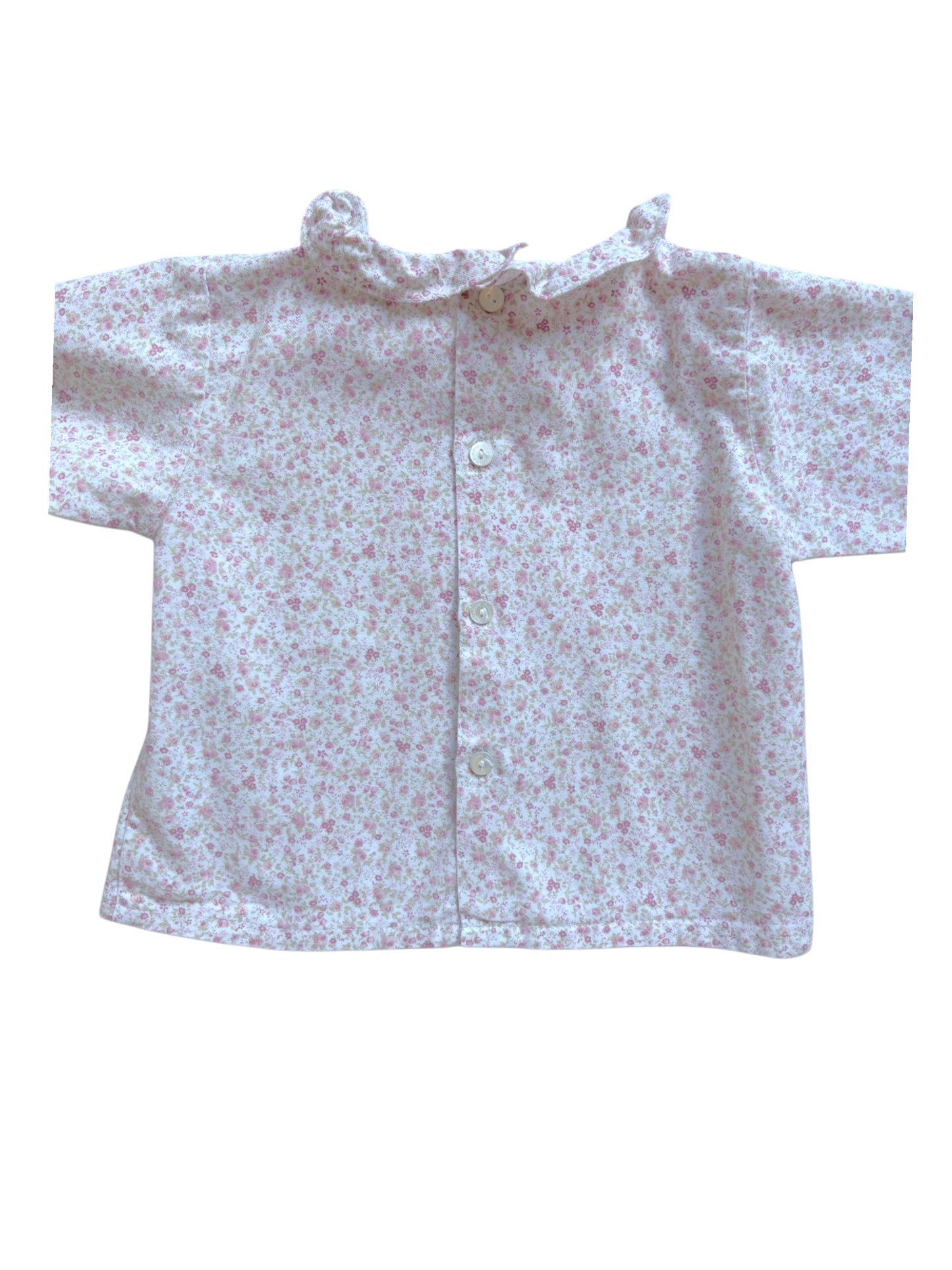 Fleurisse Pink Floral Ruffle Long-Sleeved Shirt size 18-24M - second hand baby clothing