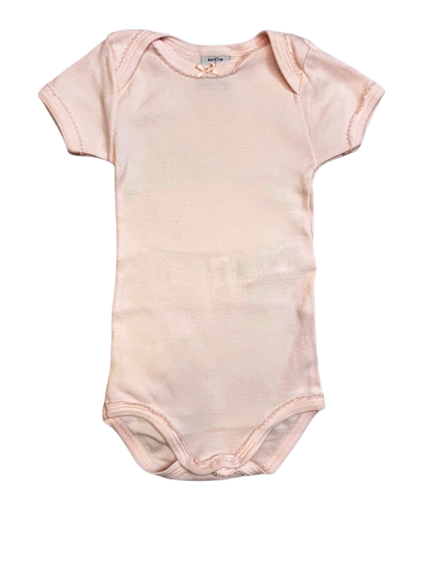 Petit Bateau Short Sleeve Bodysuit in Light Pink size 6M (67 cm) - second hand baby clothing