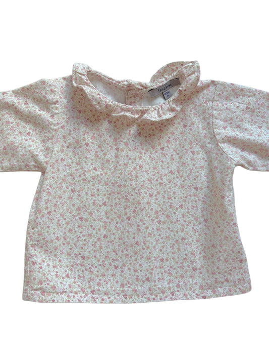 Fleurisse Pink Floral Ruffle Long-Sleeved Shirt (18-24M)