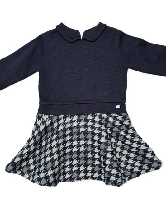 Robe en laine à motifs bleu marine Tartine et Chocolat (4A)