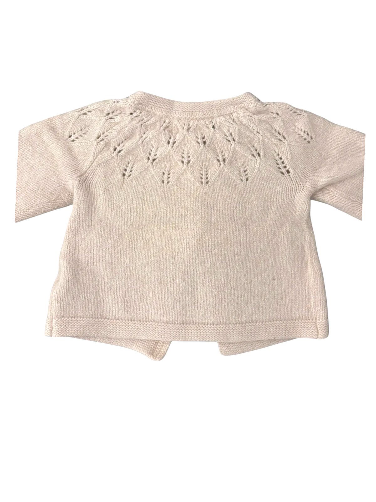 Baby Boden Girls Beige & Pink Knit Cardigan, 12-18M - second hand baby clothing