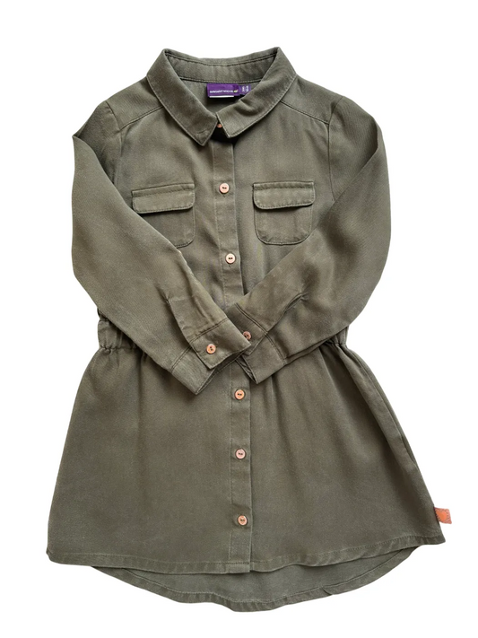 Sergent Major Army Green Shirt Dress Shirt Dress (3Y)