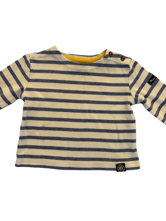 Moussaillon Blue & White Stripe Shirt (6M)