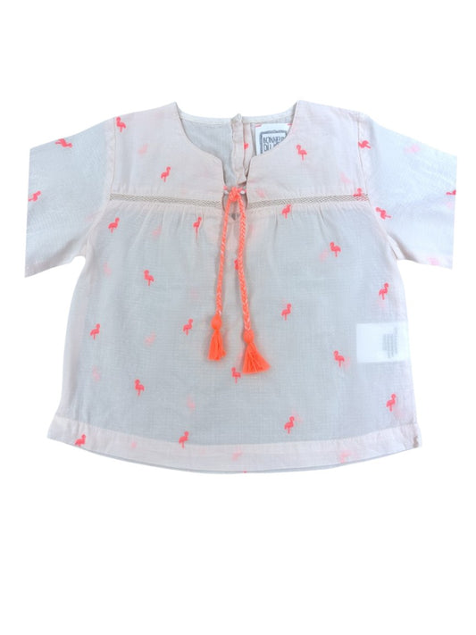 Bonheur du Jour Pink Flamingo Blouse (12M / 80)