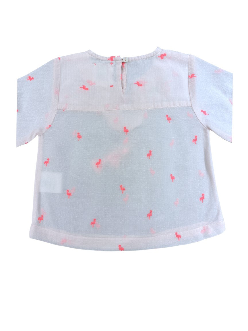Bonheur du Jour Pink Flamingo Blouse size 12M - second hand baby clothing