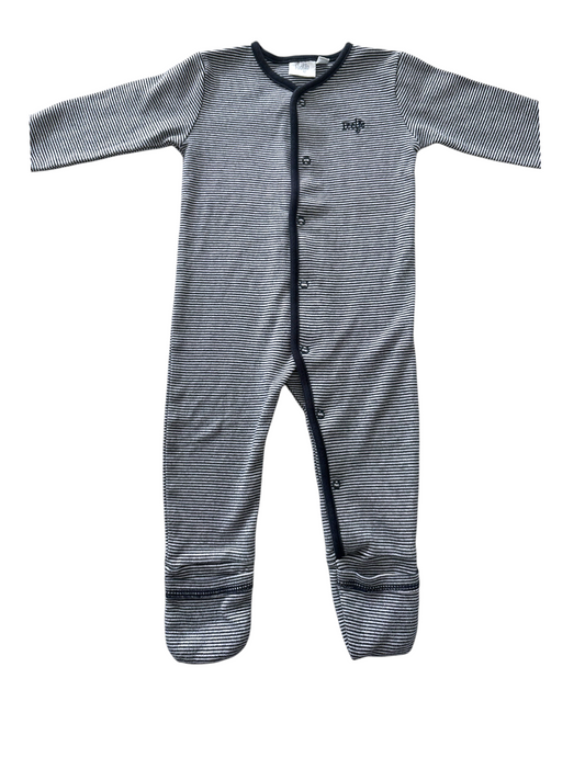 Feetje Unisex Navy White Striped Cotton Footed Pyjama, 9M / 74 - second hand baby clothing