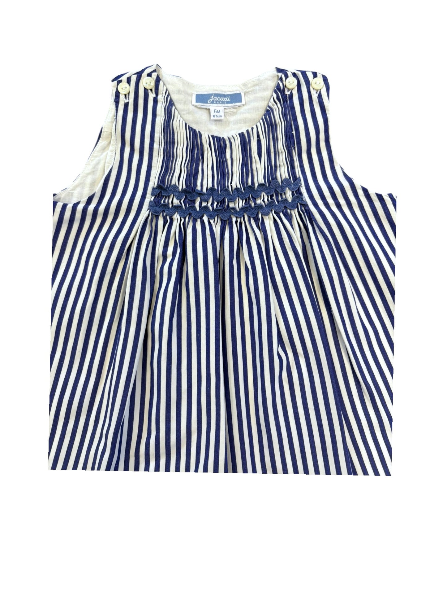 Robe smockée à rayures bleues et blanches Jacadi (6M / 67cm)