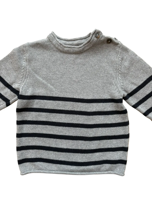 MNG Kids Grey Striped Sweater size 12-18M - second hand baby clothing