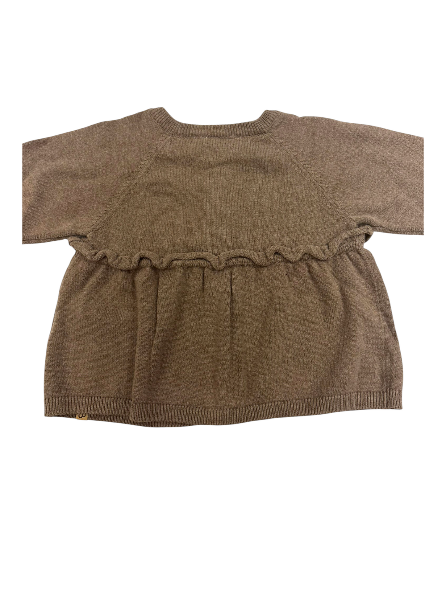 Minymo Girl Brown Knitted Peplum Cardigan, 3-9M