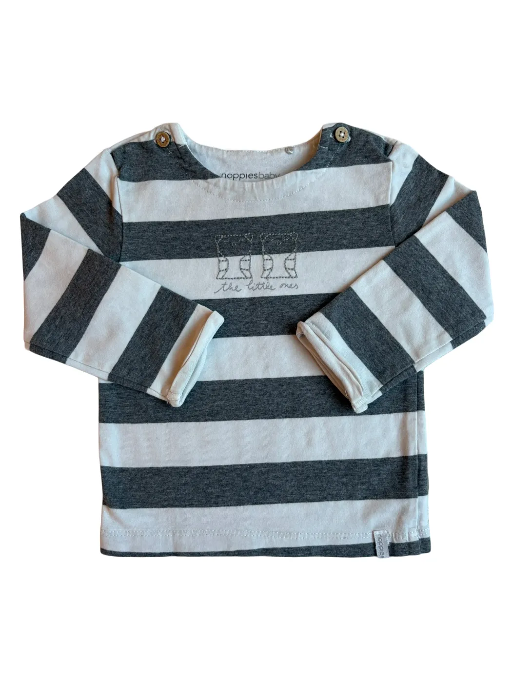 Noppies Baby Grey White Striped Long Sleeve Top (68)