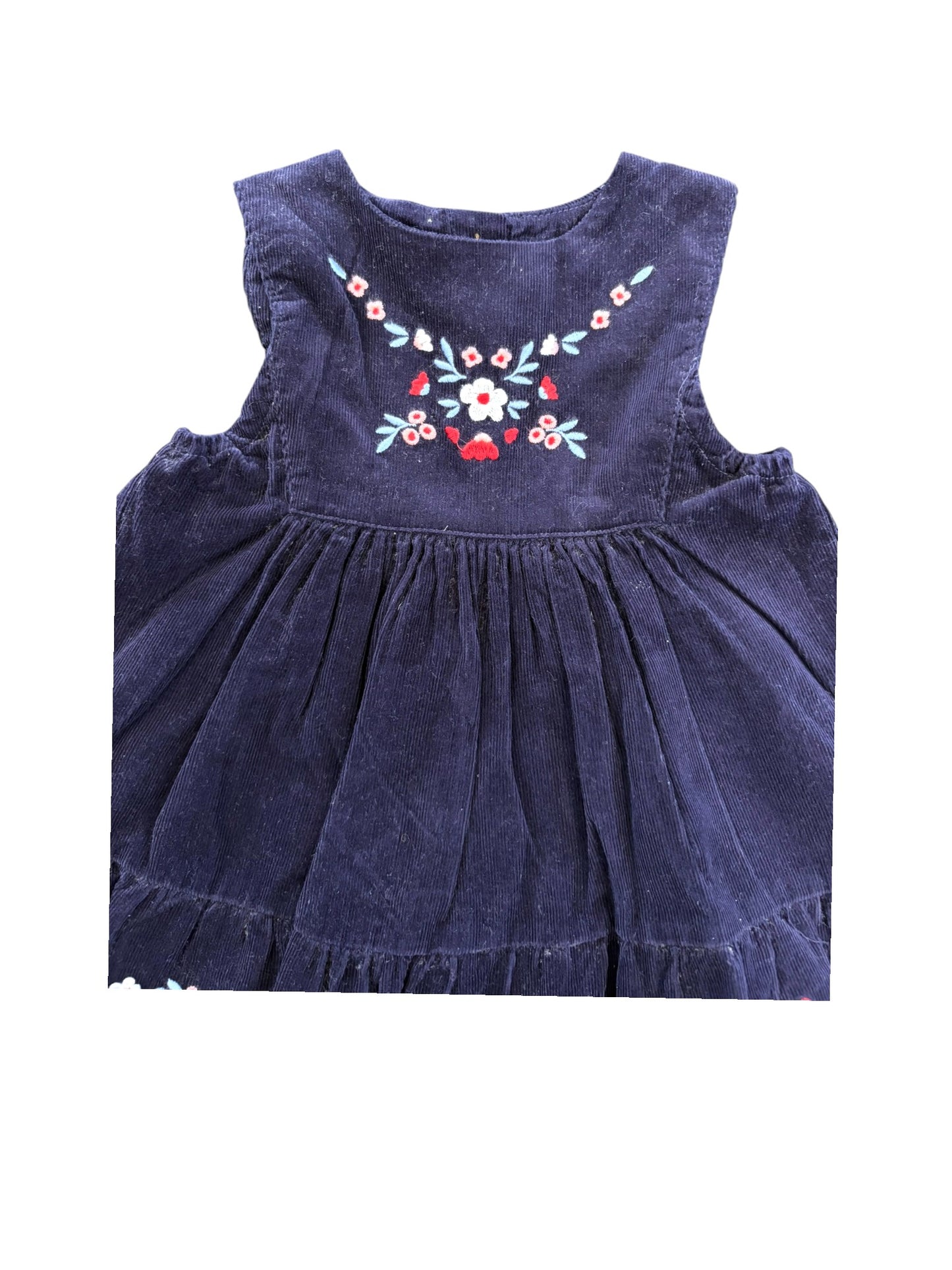 Sergent Major Navy Corduroy Embroidered Dress size 6M - second hand baby clothing