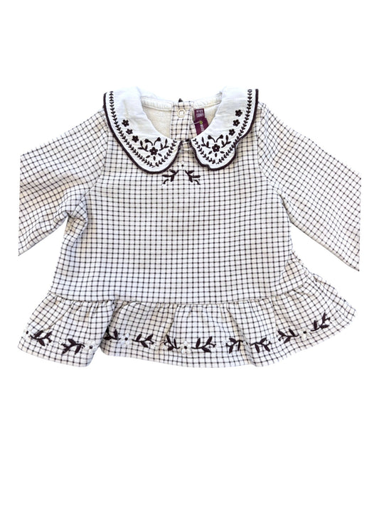 Sergent Major Top mit weißem Karomuster und Leggings-Set in Lila (6M)