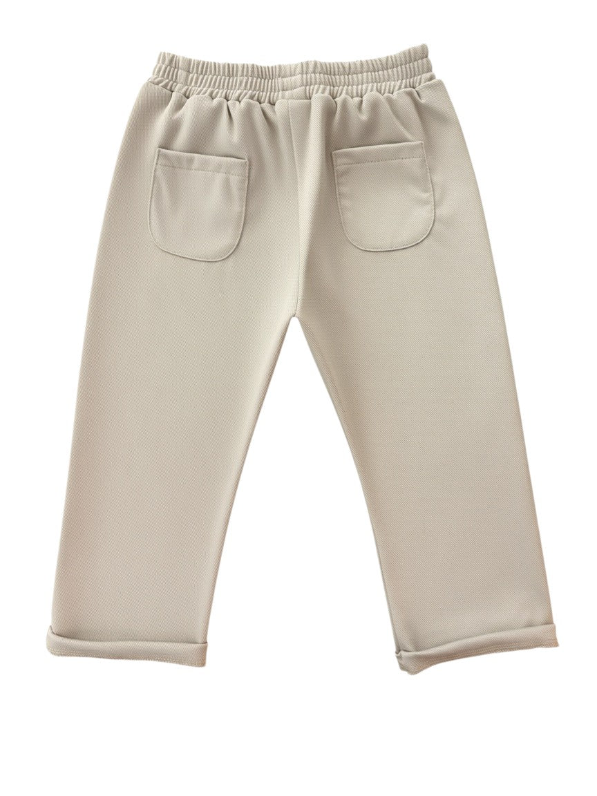 Bamboom Unisex Cream Bamboo Twill Trousers, 6M, 12–18M