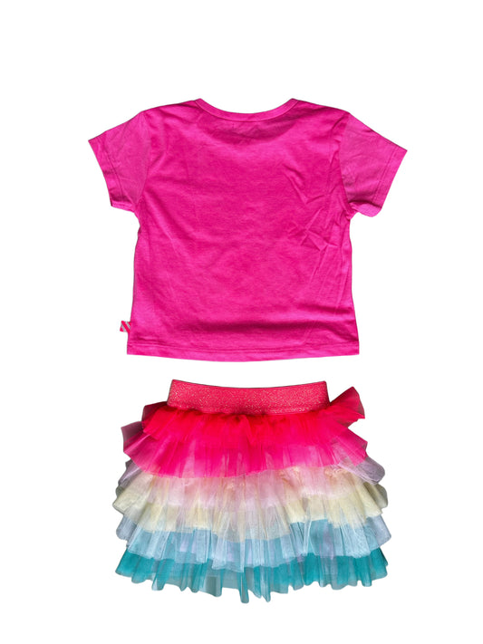 Billieblush-Ensemble: Tutu-Rock aus Regenbogentüll und Seepferdchen-T-Shirt (3 Jahre)