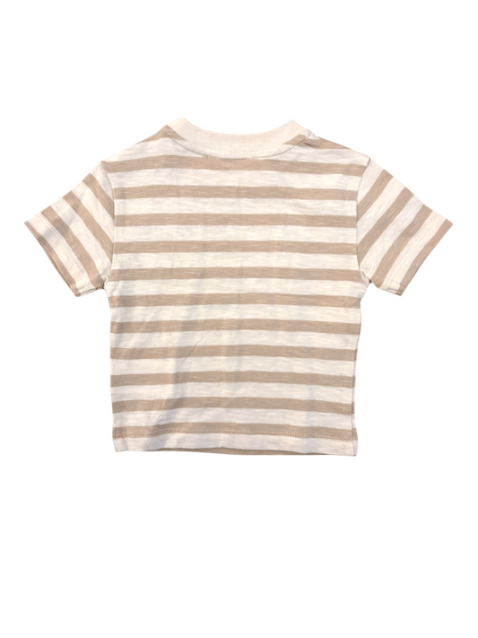 Bonpoint Beige Striped T-Shirt size 6M - second hand baby clothing