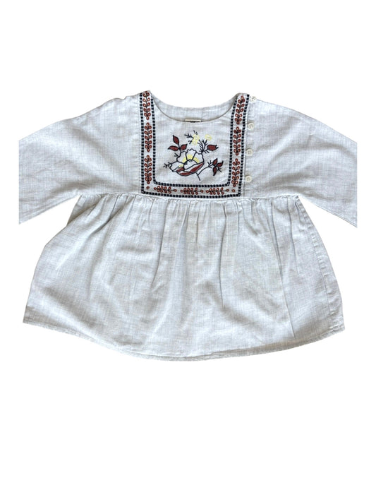 Bonton Weißes Langarm-Oberteil mit Stickerei (4 Jahre)