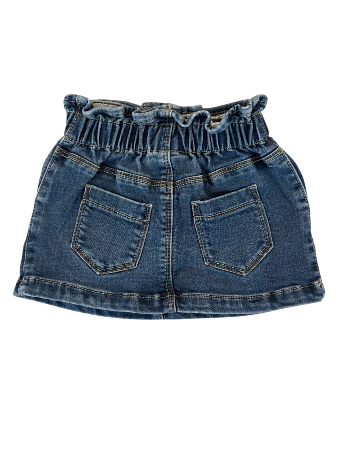 Brums Girl Blue Denim Paperbag Waist Skirt, 12M - second hand baby clothing