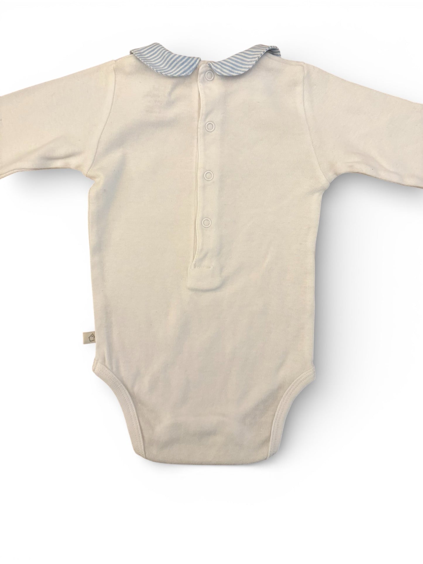 Cadet Rousselle White Bodysuit with Striped Collar (6M)