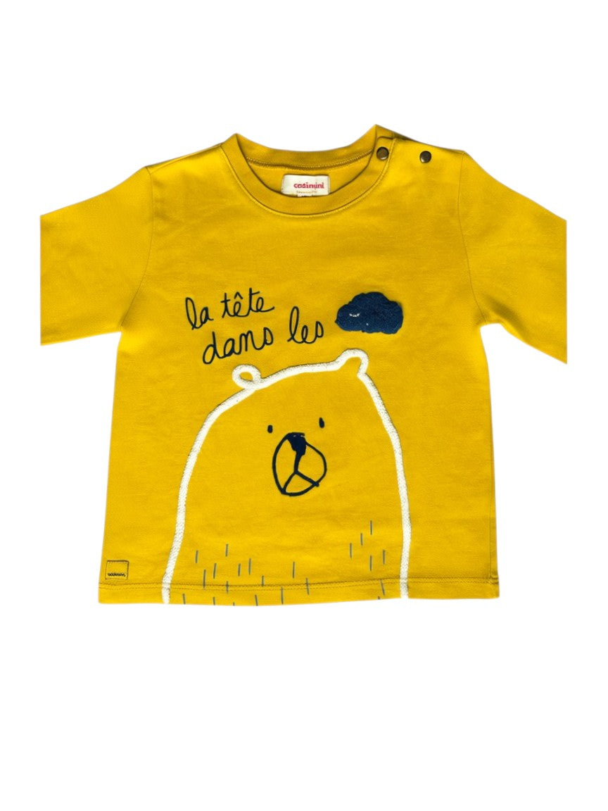 Catimini Yellow Bear Long-Sleeve T-Shirt size 18M - second hand baby clothing
