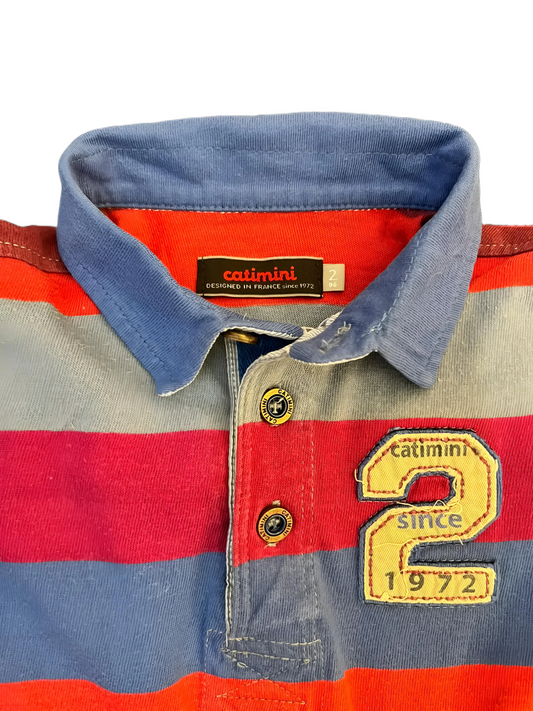 Catimini Multi Stripes Long-Sleeved Polo Shirt (2Y)