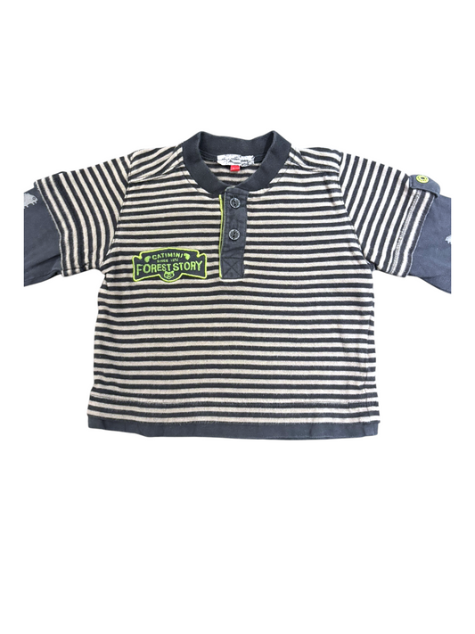 Catimini Boy Black & Beige Striped Long-Sleeve Top, 18M / 81 - second hand baby clothing