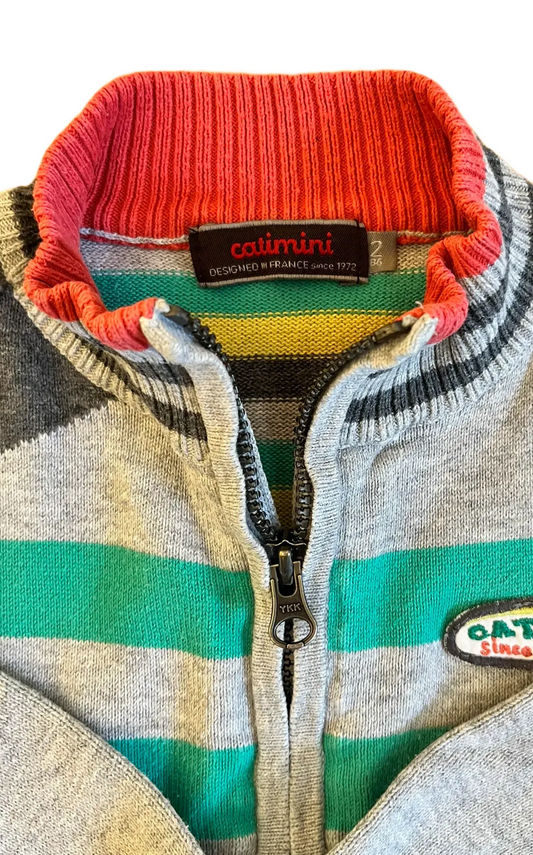 Catimini Striped Zipped Sweater (2Y)