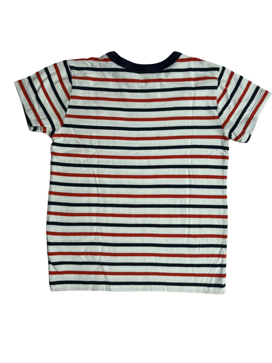 Crewcuts Orange, White & Blue Stripes T-Shirt (4-5Y)