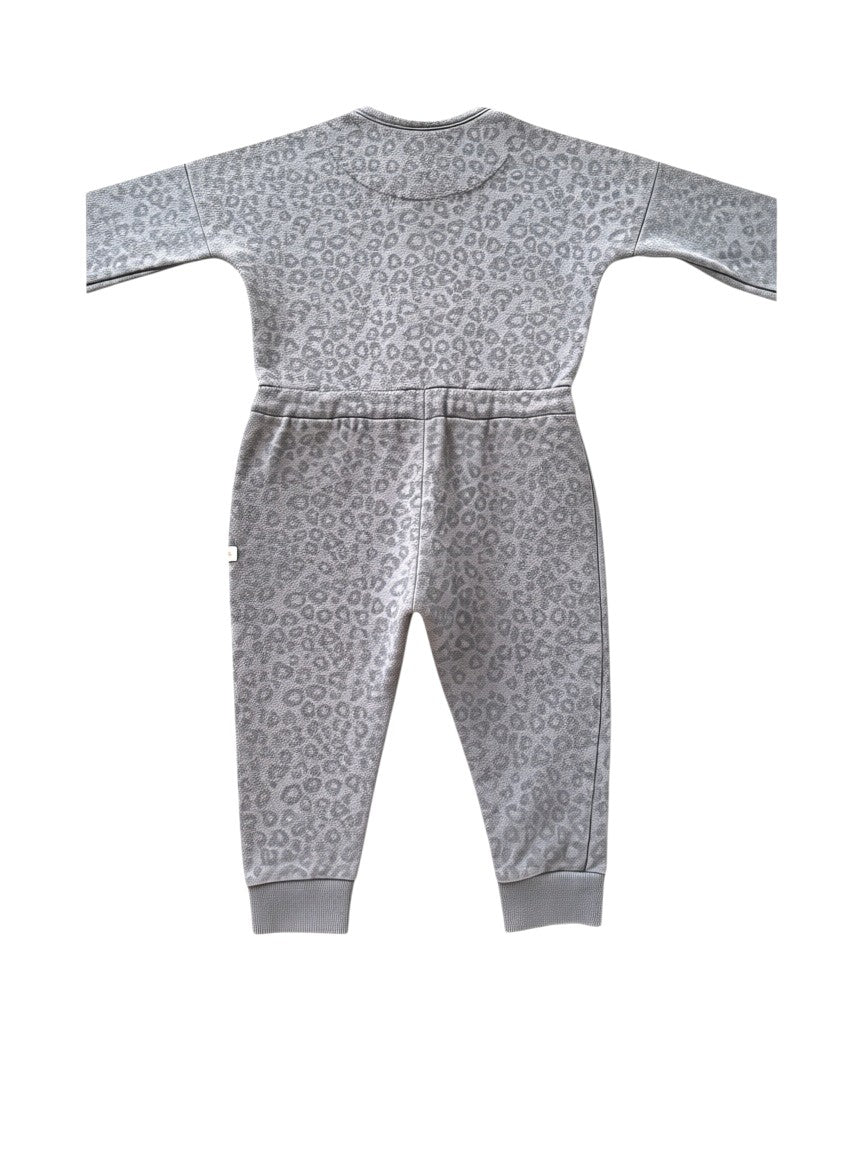 Feetje Girl Dark Grey Leopard Print Cotton Jumpsuit, 12M / 80 - second hand baby clothing