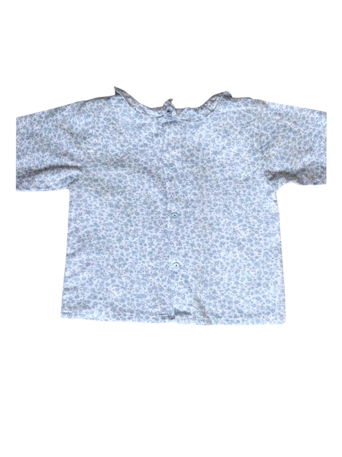 Fleurisse Blue Floral Ruffle Long-Sleeved Top size 18-24M - second hand baby clothing