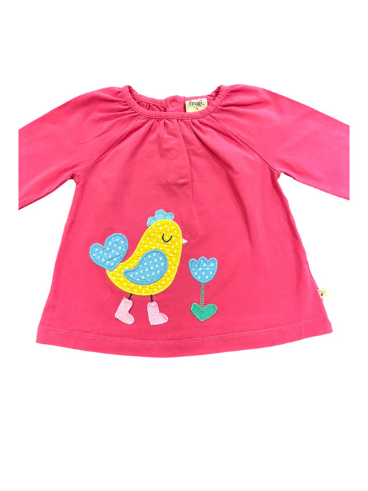 Frugi Pink Bird Long Sleeve Top (12-18M)