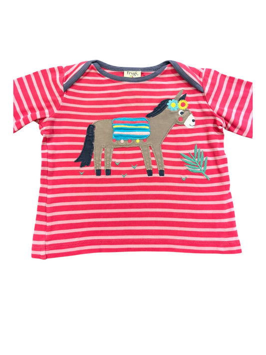 Frugi Pink Stripe Donkey Long Sleeve Top (12-18M)