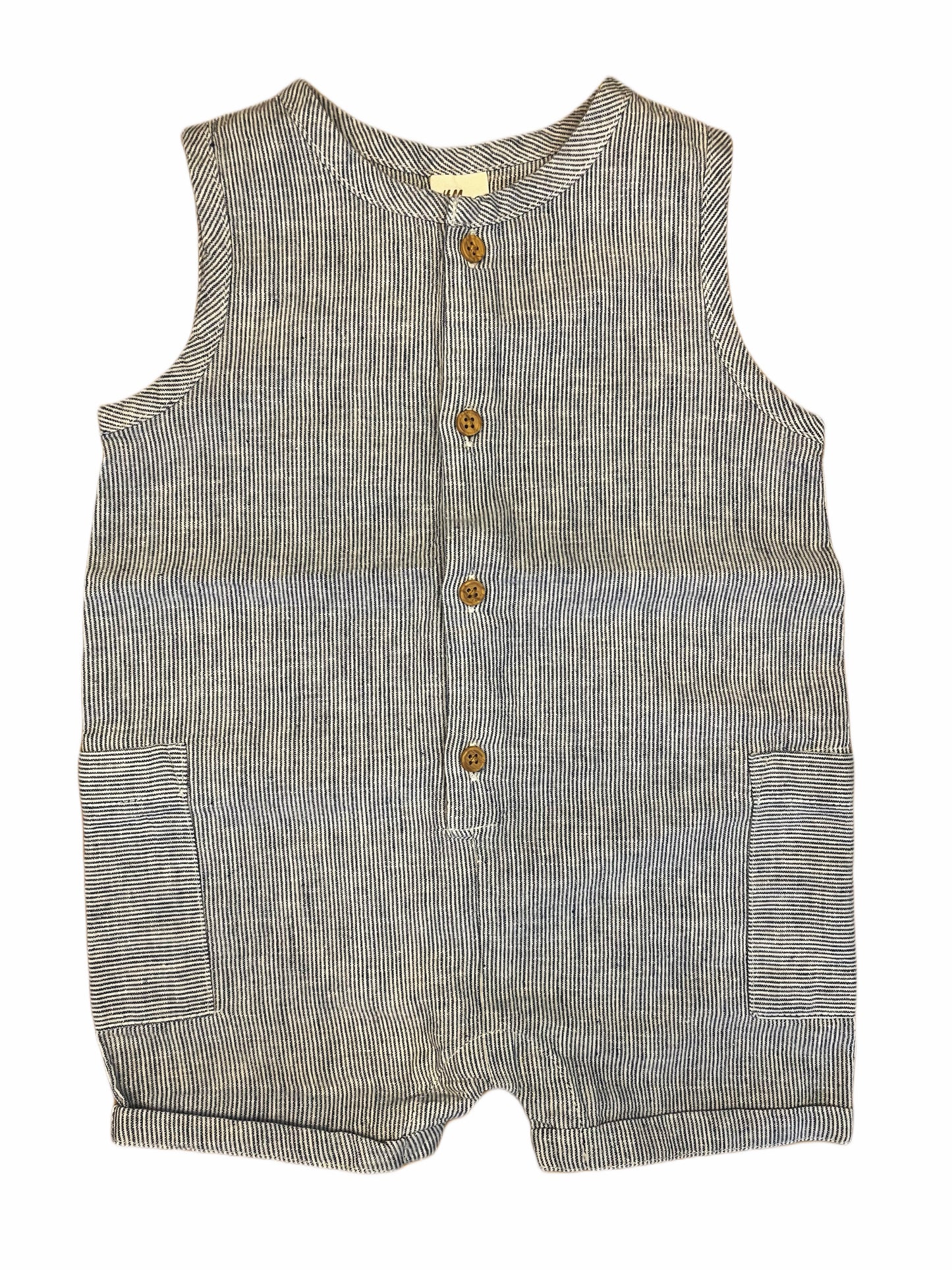 H&M Sleeveless Romper, Navy & White Stripes (6M / 68cm)