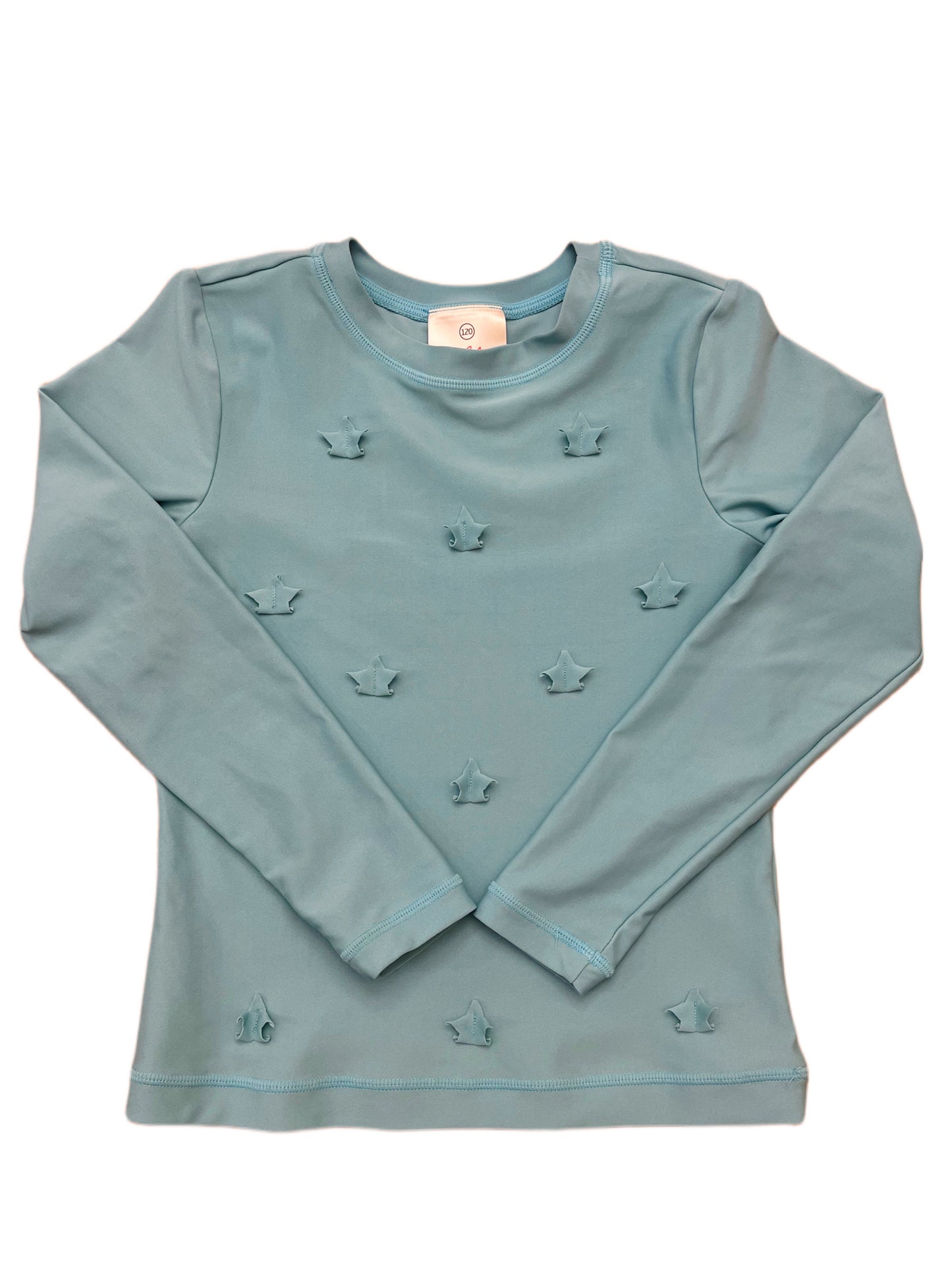 Hanna Andersson Teal Stars Rash Guard Shirt (6-7Y)