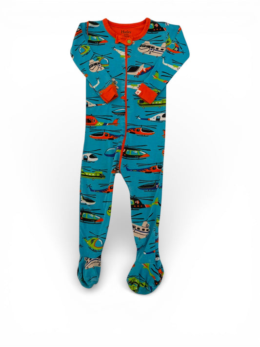 Hatley Blue Helicopter Print Footed Sleeper (18-24M)