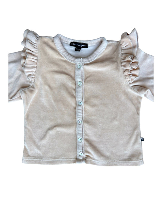 House of Jamie Beige Velour Cardigan (7-8Y)
