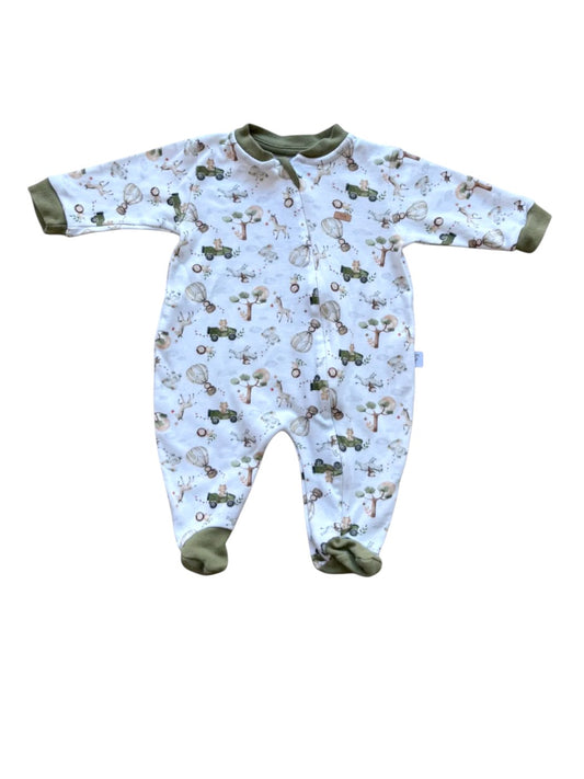 Hug White Woodland Romper size 0-3M - second hand baby clothing