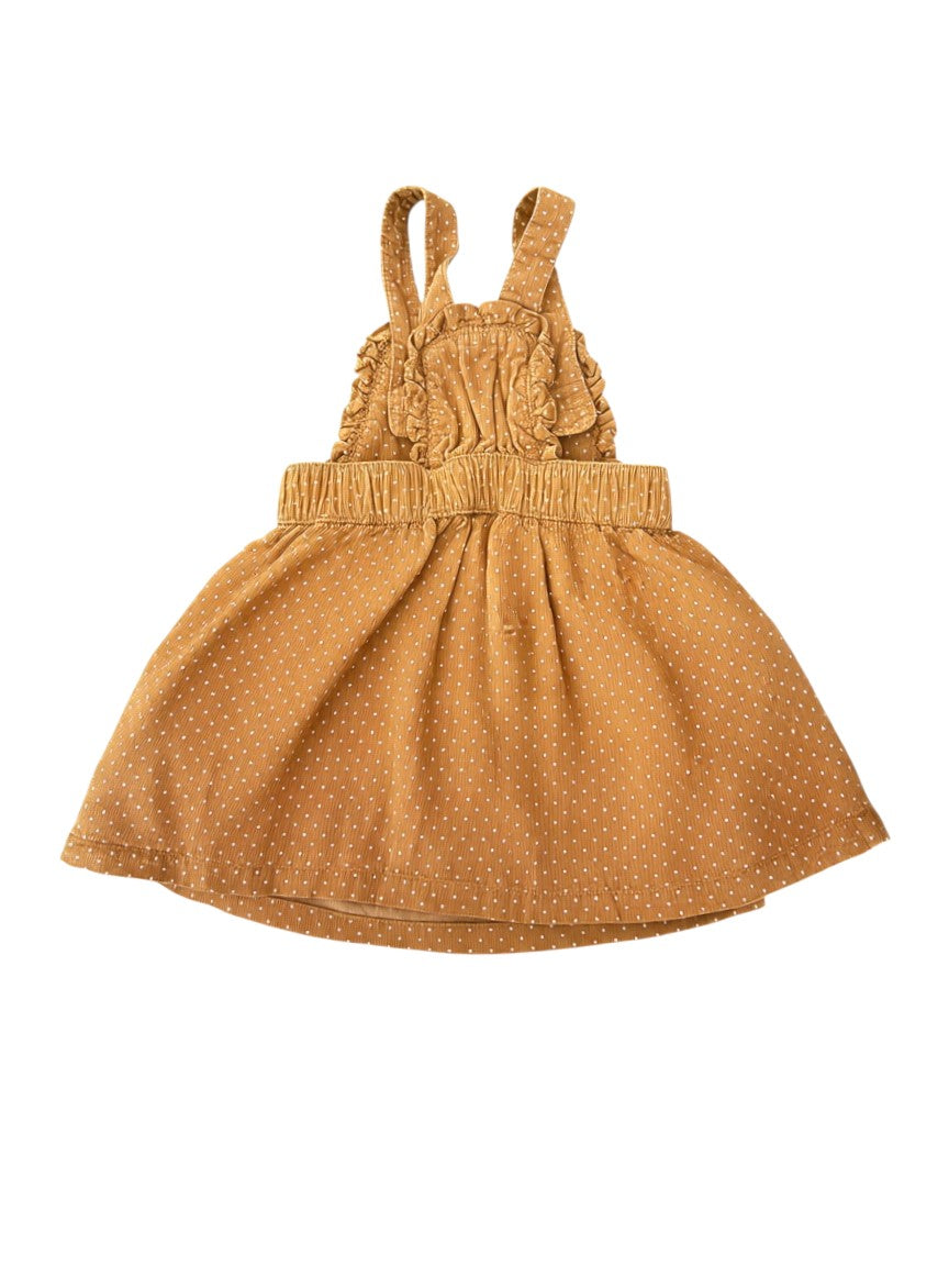 Hust & Claire Girl Brown Polka Dot Corduroy Pinafore Dress, 18M / 86 - second hand baby clothing