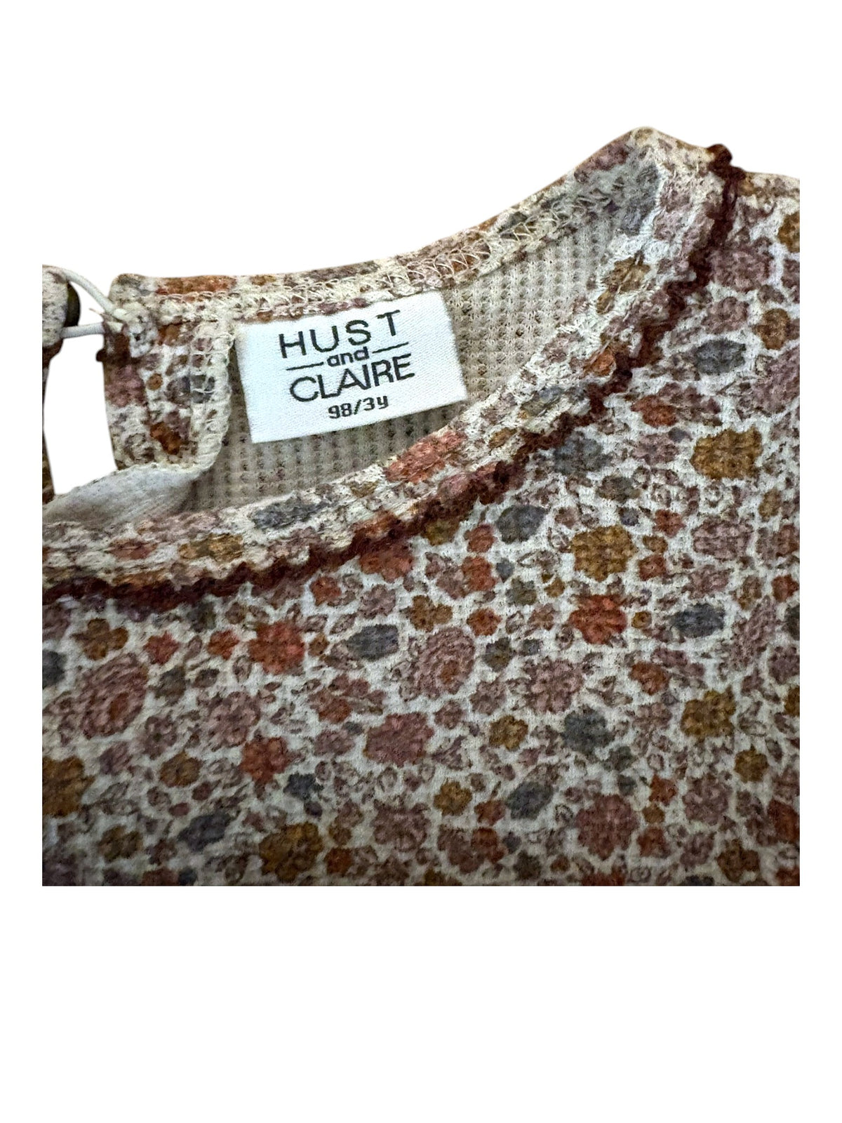 Hust & Claire Girl Rust Ditsy Floral Waffle Knit Dress, 3Y / 98 - second hand baby clothing