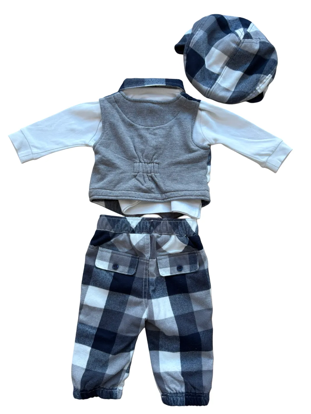 I Do by Miniconf Navy Check 4-Piece Set (3-6M / 62-68)