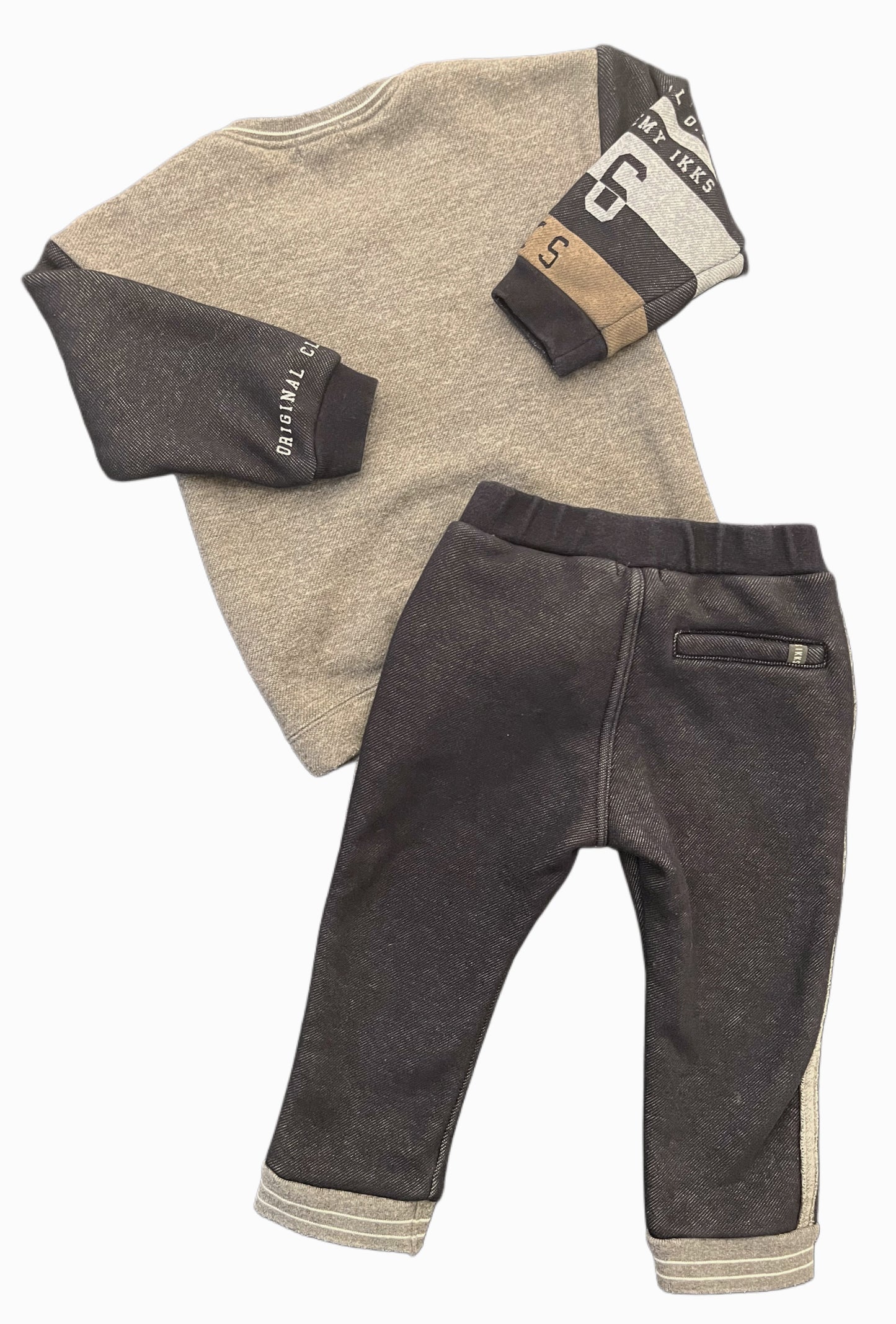 IKKS Grey & Denim Jogger Ensemble (18M)