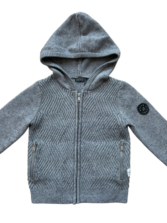 IKKS Grey Textured Hooded Cardigan (4Y/104)