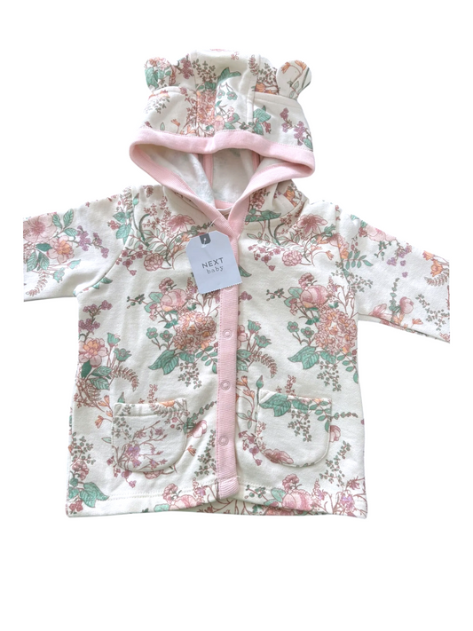 Next Cream Floral Hooded Jacket size 3-6M - second hand baby clothing