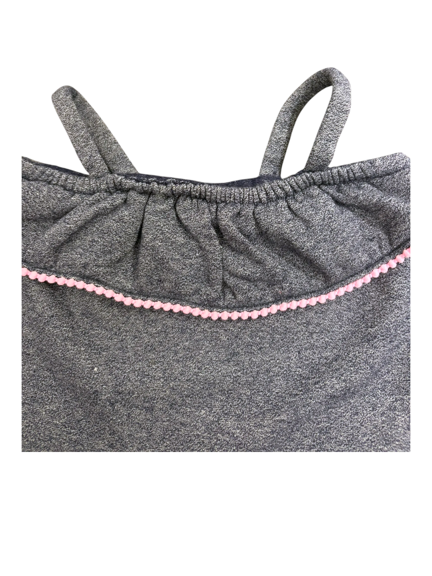 Janie and Jack Girl Grey & Pink Pom-Pom Top, 12-18M - second hand baby clothing