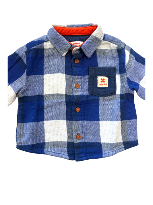 Catimini Boy Blue Check Flannel Shirt, 6M / 68