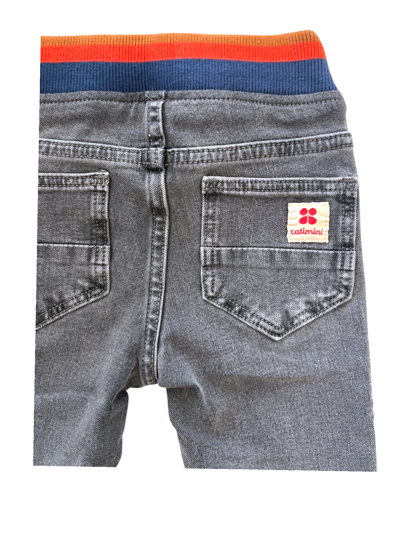 Catimini Boy Grey Drawstring Jeans, 6M / 68