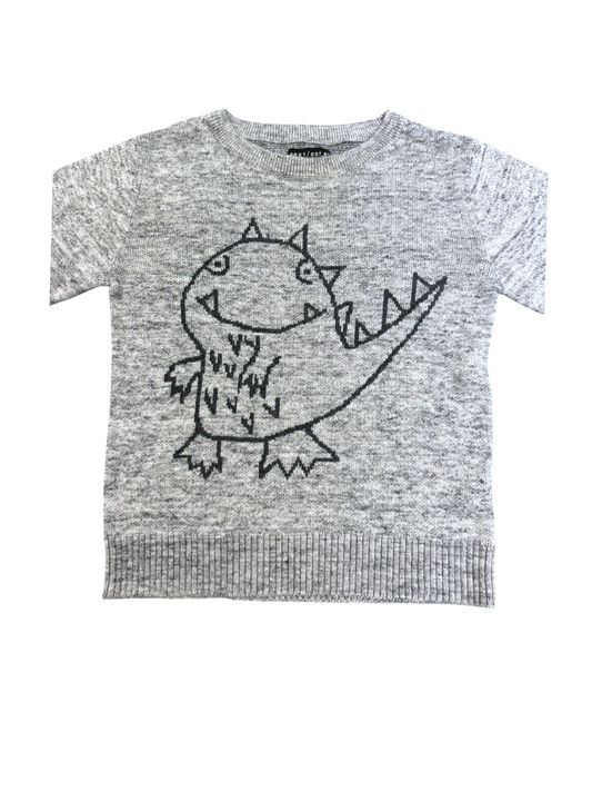 Next Boy Grey Dinosaur Knit Jumper, 12-18M - second hand baby clothing