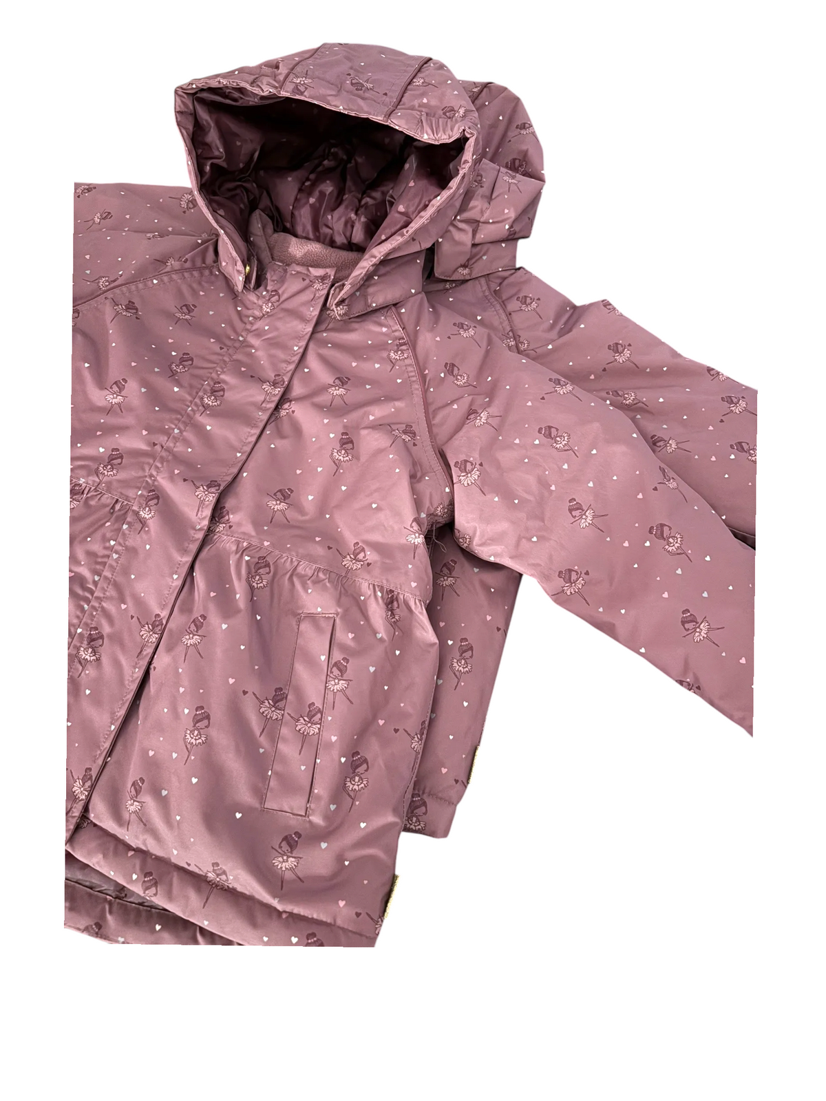 Hust and Claire Girl Dusty Pink Ballerina Print Rain Coat, 4–5Y