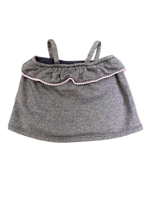 Janie and Jack Girl Grey & Pink Pom-Pom Top, 12-18M - second hand baby clothing