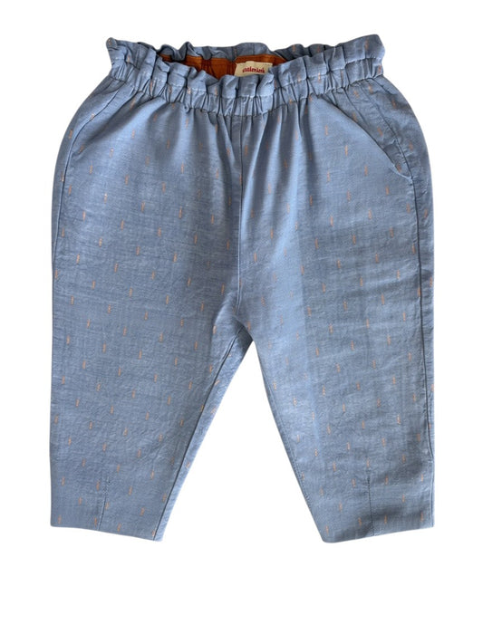 Catimini Blue Chambray Pull-On Pants (9M / 71) - second hand baby clothing