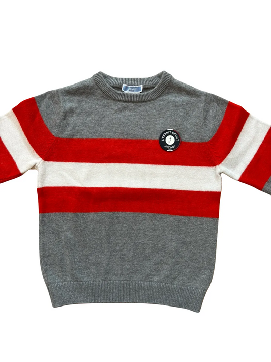 Jacadi Grey Striped Wool Blend Sweater (6Y/116)